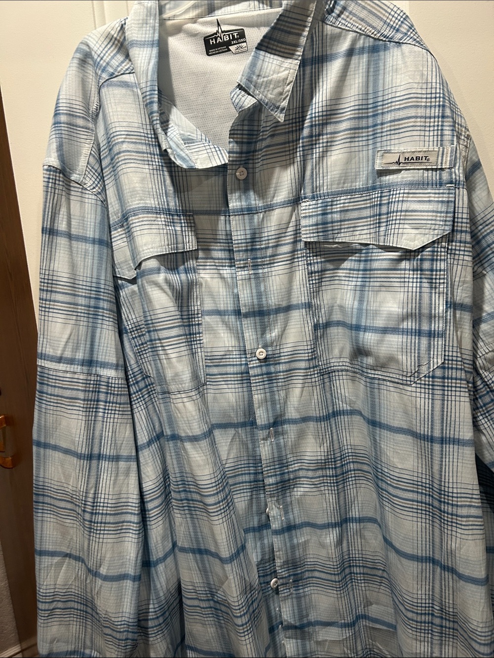 Habit Light Blue Plaid Long-Sleeve Casual Button-Down Shirt